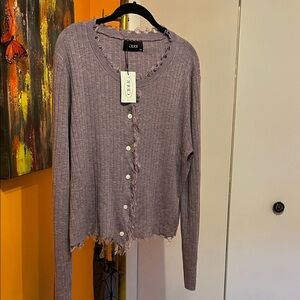 Cider Lavender Distressed Cardigan